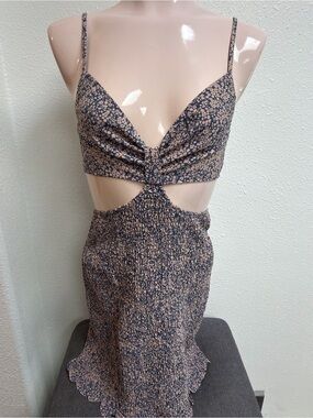 Blush BJ Floral Cutout Smocked Mini Dress Size S